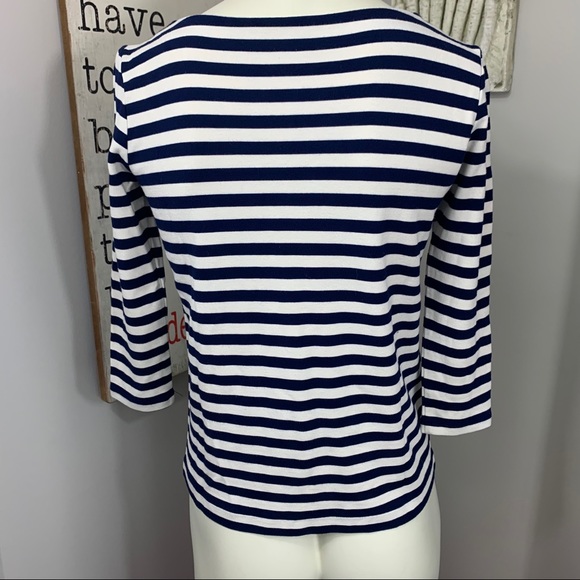 Madewell super soft 3/4 sleeve navy stripes boat - Picture 4 of 9